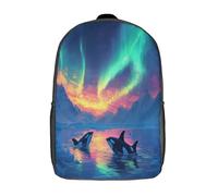 kaiyun Beautiful Lumières du Nord Cartable Killer Baleine Imprimé 3D Sac À Dos Pour Ordinateur Portable Unisexe Pour Enfants/étudiants/Adultes 17inch