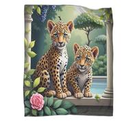 kaiyun Bébés léopards,Art Animalier Style Dessin animé Couverture De Canapé,Édredon Mignonne avec Motif Personnalisée 70x80inch(180x200cm)