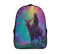 kaiyun Belle fée chevauchant un cerf dans la forêt brumeuse Sac À Dos Enfants - Garçons Filles Cartable Scolaire Adolescents Bon Pour L'école Et Les Voyages 16 inch