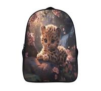 kaiyun Belle forêt profonde Sacs À Dos,imprim É 3D Cartable Guépard Chaton Sac Mode Pour Maternelle Ou Primaire 16 inch
