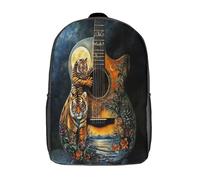 kaiyun Belle guitaree Sac À Dos Cartable Tigre October Lune BackpacK Scolaire Enfants Portable Léger Et Design Respirant Unisexe 17inch College Pack
