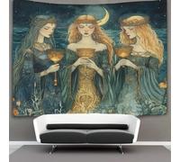 kaiyun Belle sorcière des mers Tapisserie Murale À Suspendre, Saint Graal doré Pour Décoration De Chambre À Coucher,fête D'anniversaire Ou Toile De Fond De Jardin 70cmx100cm