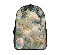 kaiyun Blanc And Gold Dragon Sac À Dos Enfant,Léger Mignon Cartable Garçons Filles Étudiant Utilisation Quotidienne Bulles de savon arc-en-ciel Sac 16 inch