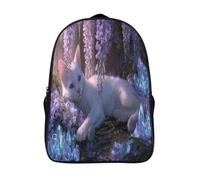 kaiyun Blanc Chat Sac A Dos Scolaire,Glycines et jacinthes des bois Cartable Fille Garçons Enfant,Adolescent Loisir Voyage Utilisation Quotidienne 16 inch