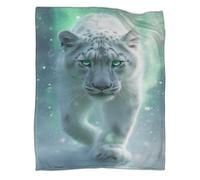 kaiyun Blanc Leopard Walks Across The Bright Starry Sky Édredon | Couverture De Canapé | Housse De Voyage Douce Et Confortable,60x80inch(150x200cm)