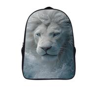 kaiyun Blanc Lion, Flowing Mane And Surging Waves Sacs À Dos Étudiant Cartables Scolaires 3D Imprimé Sacs D'école Pour Garçons Filles 39x29x16cm