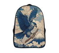 kaiyun Blue Aigle Sac À Dos Enfants - Garçons Filles Katana japonais et mont Fuji Cartable Scolaire Adolescents Bon Pour L'école Et Les Voyages 16 inch
