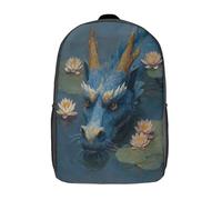 kaiyun Blue Dragon d'eau Sac À Dos Enfants - Garçons Filles Water Lys Cartable Scolaire Adolescents Bon Pour L'école Et Les Voyages 17inch