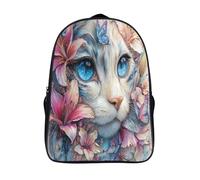 kaiyun Blue-eyed Chat's Sacs À Dos,3D Imprimé Lilies And Papillons Étudiant Cartable Garçons Filles Livre Sac Pour Maternelle Ou Primaire 16 inch