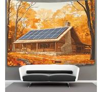 kaiyun Bois d'automne Cabane Décorations Tapisserie Tenture Murale Belles feuilles Impression 3D Couverture Murale Affiche Pour Salon Chambre Dortoir Décor 100cmx150cm