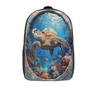 kaiyun Bordure ronde 3D Sac À Dos Enfant,Léger Mignon Cartable Garçons Filles Étudiant Utilisation Quotidienne Giant Tortue de mer Sac 17inch