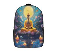 kaiyun Bouddha en méditation Sacs À Dos,3D Imprimé Style art zen spirituel Étudiant Cartable Garçons Filles Livre Sac Pour Maternelle Ou Primaire 17inch