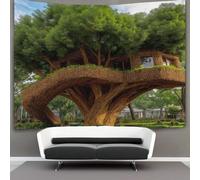 kaiyun Cabane dans les arbres Tapisserie Murale Tenture Dortoir Chambre Salon 70cmx100cm