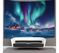 kaiyun Cabane de Village, aurore Tapisserie Pour Décoration Murale,chambre À Coucher, Merveilles du ciel Tentures Murales Pour Salon 180cmx230cm