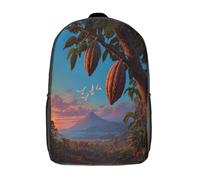 kaiyun Cabosses de cacao, coucher de soleil, volcan, oiseaux blancs Sac À Dos Cartable BackpacK Scolaire Enfants Portable Léger Et Design Respirant Unisexe 17inch College Pack
