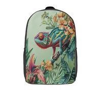 kaiyun Caméléon éclatant Sac À Dos Cartable Plantes tropicales BackpacK Scolaire Enfants Portable Léger Et Design Respirant Unisexe 17inch College Pack