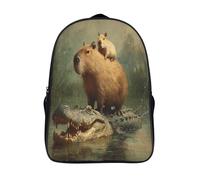 kaiyun Capybara chevauchant un alligator Sacs À Dos Étudiant Cartables Scolaires 3D Imprimé Sacs D'école Pour Garçons Filles 16 inch