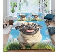 kaiyun Carlin de Dessin animé Housse De Couette Ciel Bleu et Herbe Parure De Lit 3 Pièces en Microfibre 3D Motif Imprimé avec Taies d'oreiller pour Adultes Enfants Double（200x200cm）