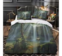 kaiyun Cascade dans Une forêt Zen Literie Parure De Lit en en Microfibre avec Housse De Couette en 3D Imprimé 3 Pièces avec Super King（260x220cm）