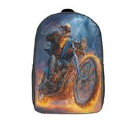 kaiyun Cavalier squelette Sac À Dos Cartable Éclair de moto BackpacK Scolaire Enfants Portable Léger Et Design Respirant Unisexe 17inch College Pack