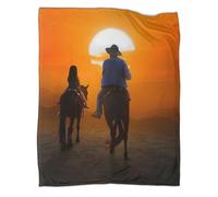 kaiyun Cavaliers au Coucher du Soleil,Scène d'aventure Western Couverture De Canapé,Édredon Mignonne avec Motif Personnalisée 60x80inch(150x200cm)