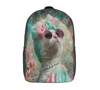 kaiyun Charming Femme Chat with A Big Ribbon on Her Head Décontractée Sac À Dos Enfants Cartables Fille Garçons Sac D'école Pour Scolaire Ou Voyage 17inch