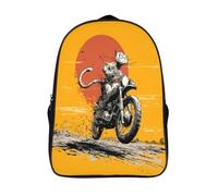 kaiyun Chat à moto, désert en arrière-plan, soleil Sac À Dos Enfant Garçon Et Fille Cartable, De Sac Dos De Grande Capacité Les Bon Pour L'école Et Les Voyages 16 inch