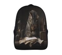 kaiyun Chat philosophe assis derrière des livres Sac À Dos Enfants - Garçons Filles Médiéval Bibliothèque Cartable Scolaire Adolescents Bon Pour L'école Et Les Voyages 16 inch