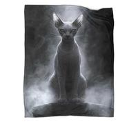 kaiyun Chat Sphynx Impression 3D Art Fantastique Mystique Couvre-lit Conçu Doux Et Chaud en Flanelle Couverture Pelucheuse 70x80inch(180x200cm)