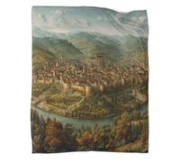 kaiyun Château de Ville médiévale, splendeur de la forêt Plaids Doux Et Chauds Couverture Imprimée pour Lits Et Canapés 50x60inch(127x152cm)
