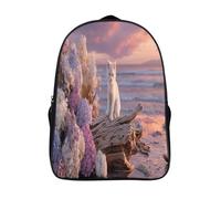 kaiyun Chaton on Driftwood Sacs À Dos,3D Imprimé Hydrangea Vagues Soleilset Étudiant Cartable Garçons Filles Livre Sac Pour Maternelle Ou Primaire 16 inch