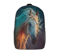 kaiyun Cheval à la longue crinière flottant au vent Sacs À Dos,3D Imprimé Étudiant Cartable Garçons Filles Livre Sac Pour Maternelle Ou Primaire 17inch