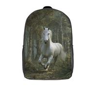 kaiyun Cheval blanc courant dans les bois Sac À Dos Cartable BackpacK Scolaire Enfants Portable Léger Et Design Respirant Unisexe 17inch College Pack