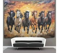 kaiyun Cheval, soleil levant Décorations Tapisserie Tenture Murale Style peinture à l'huile on Canvas Impression 3D Couverture Murale Affiche Pour Salon Chambre Dortoir Décor 70cmx100cm
