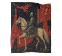 kaiyun Chevalier à Cheval Art médiéval Fantastique Imprimée Moelleuse,Douce Et Couverture en Peluche Adaptée Au Canapé-lit 80x90inch(200x230cm)