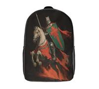kaiyun Chevalier à cheval Sac À Dos Filles Cartable Enfants Garçons 17inch Grande Capacité Adolescents Bouclier rouge et vert Sac De Voyage Scolaire Poids Léger