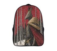 kaiyun Chevalier en armure rouge et noire Cartable À Dos Enfant École Fille Garçon Collége Sac De Voyage Bouleaux et neige Léger Sac D'école Scolaires 16 inch