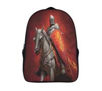 kaiyun Chevalier médiéval chevauchant un cheval gris et tenant un bouclier Sac À Dos D'écolier,imprimé En 3D, Cartables Scolaires Enfants,Grande Capacité,pour Voyage,léger 16 inch