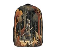 kaiyun Chevalier médiéval courant dans la forêt Sacs À Dos,imprim É 3D Cartable Sac Mode Pour Maternelle Ou Primaire 17inch