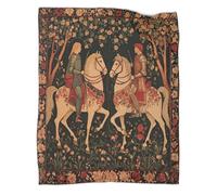 kaiyun Chevalier médiévals Impression 3D Chevaux Couvre-lit Conçu Doux Et Chaud en Flanelle Couverture Pelucheuse 70x80inch(180x200cm)