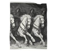 kaiyun Chevalier Squelette on Black Background Couverture Imprimée en 3D Édredon en Peluche Douce pour Lits Et Canapés De Vacances,80x90inch(200x230cm)