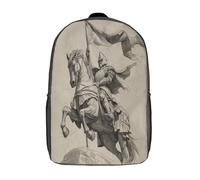 kaiyun Chevalier tenant une bannière, à cheval, face vers l'avant Sac À Dos D'écolier,imprimé En 3D, Cartables Scolaires Enfants,Grande Capacité,pour Voyage,léger 17inch