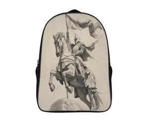 kaiyun Chevalier tenant une bannière, à cheval, face vers l'avant Sac À Dos,Sac Scolaire Enfant Ado Camping,Voyage Cartable Scolaire, Sacs Scolaires,16 inch