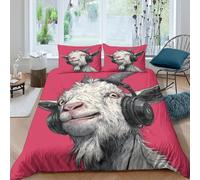 kaiyun Chèvre Portant Un Casque Audio Noir Parure De Lit Housse De Couette en Microfibre + Taies D'oreillers, 3D Imprimé De Sets De, pour Filles Garçon King（220x240cm）