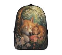 kaiyun Chien et chat Sac A Dos Ecole Primaire,Sac À Dos Pour Enfants - Forêt de cerisiers en fleurs Sac De Livre D'école Adolescents Con Boucle De Réglage 16 inch