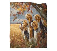kaiyun Chiens Gathered Under A Tree, Champ de blé,Nouvelle Couverture De Dortoir,Douce,Confortable,Moelleuse,Quatre Saisons,40x50inch(100x130cm)