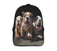 kaiyun Chiots Bouledogue anglais jouant avec énergie Sacs À Dos,imprim É 3D Cartable Sac Mode Pour Maternelle Ou Primaire 39x29x16cm