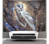 kaiyun Chouette effraie blanche Tapisserie Pour Décoration Murale,chambre À Coucher, Avec une étincelle dans les yeux Tentures Murales Pour Salon 180cmx230cm