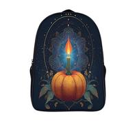 kaiyun Citrouille orange à géométrie sacrée avec une bougie qui en sort Sac À Dos D'écolier,imprimé En 3D, Cartables Scolaires Enfants,Grande Capacité,pour Voyage,léger 16 inch