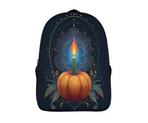 kaiyun Citrouille orange à géométrie sacrée avec une bougie qui en sort Sac À Dos D'écolier,imprimé En 3D, Cartables Scolaires Enfants,Grande Capacité,pour Voyage,léger 16 inch